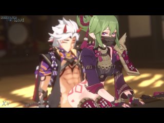 genshin impact - itto and kuki for a snack.